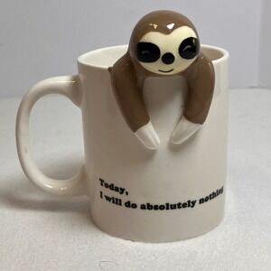 Decodyne Sloth Mug Today I Will Do Absolutely Nothing White Ceramic Coffee Cup